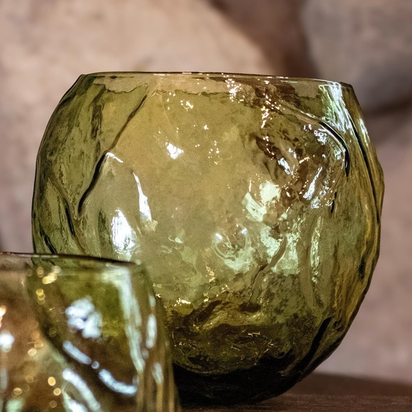 Seneca Driftwood Roly Poly Glasses Set of 6 Olive Green | Textured Rocks Glasses - Picture 8 of 11